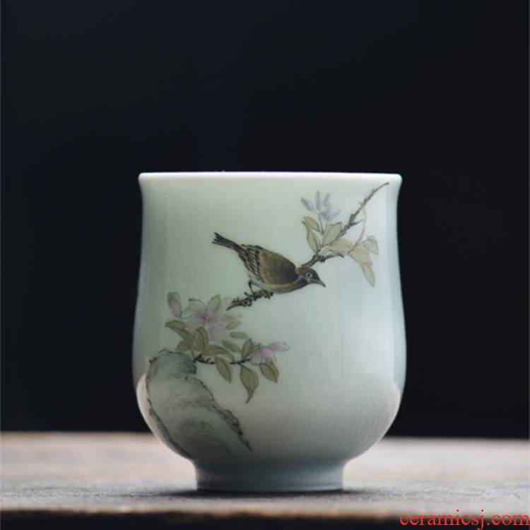 Offered home - cooked artist with hand - made flowers and birds in cup in hand cup master cup set of jingdezhen ceramic tea cups