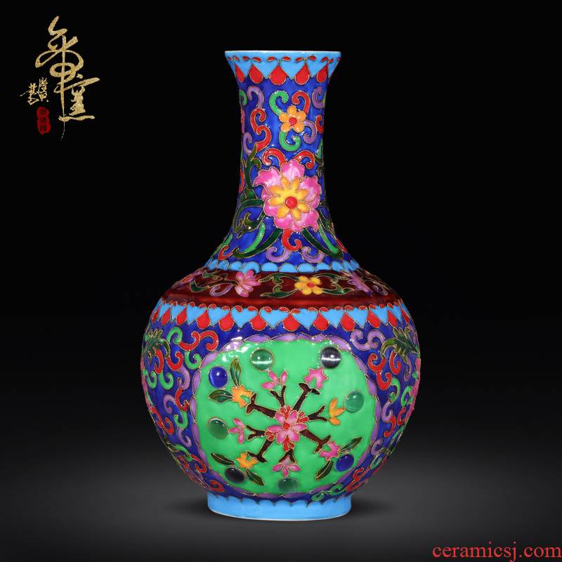 Emperor up pinch silk flower vase furnishing articles classical cloisonne enamel TV ark adornment of jingdezhen ceramics