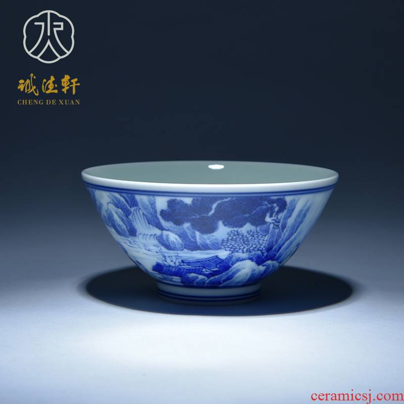 Cheng DE hin ceramics jingdezhen blue and white single CPU kung fu tea set fine checking adjacent fairy knot lu, 284