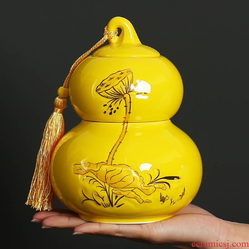 Lotus large gourd tea pot seal pot celadon ceramics big yards storage tanks small pot receives furnishing articles