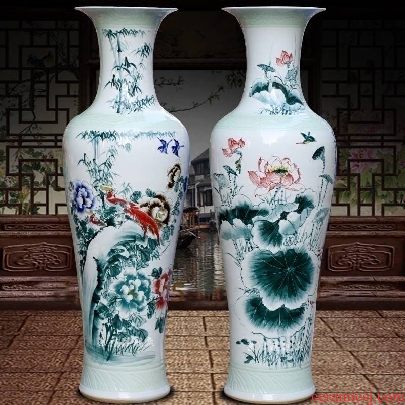 Hand - made flowers peony carving shadow qdu porcelain of jingdezhen ceramics of large vases, sitting room adornment is placed