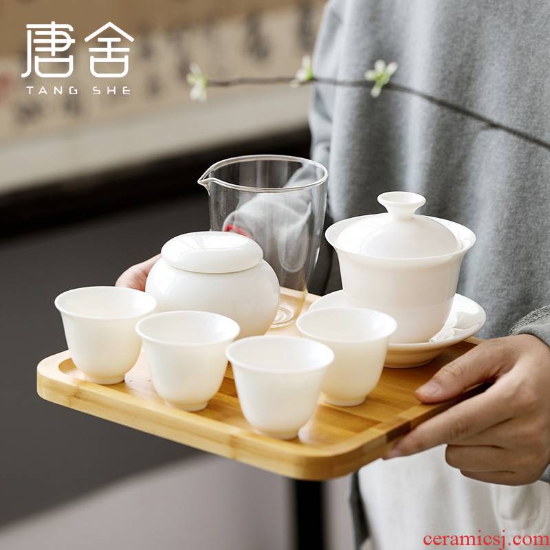 Don difference up travel white porcelain tea set crack cup cup household contracted tourism office caddy fixings portable package