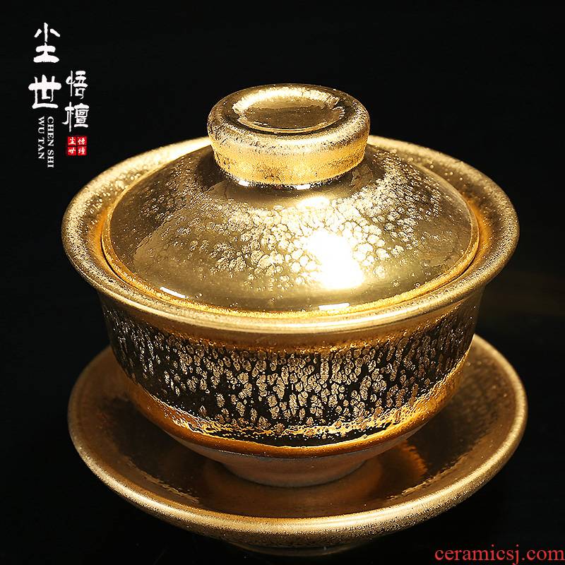 Build light oil droplets temmoku tureen jianyang iron foetus ceramic three to partridge spot kung fu fine gold bowl bowl of obsidian