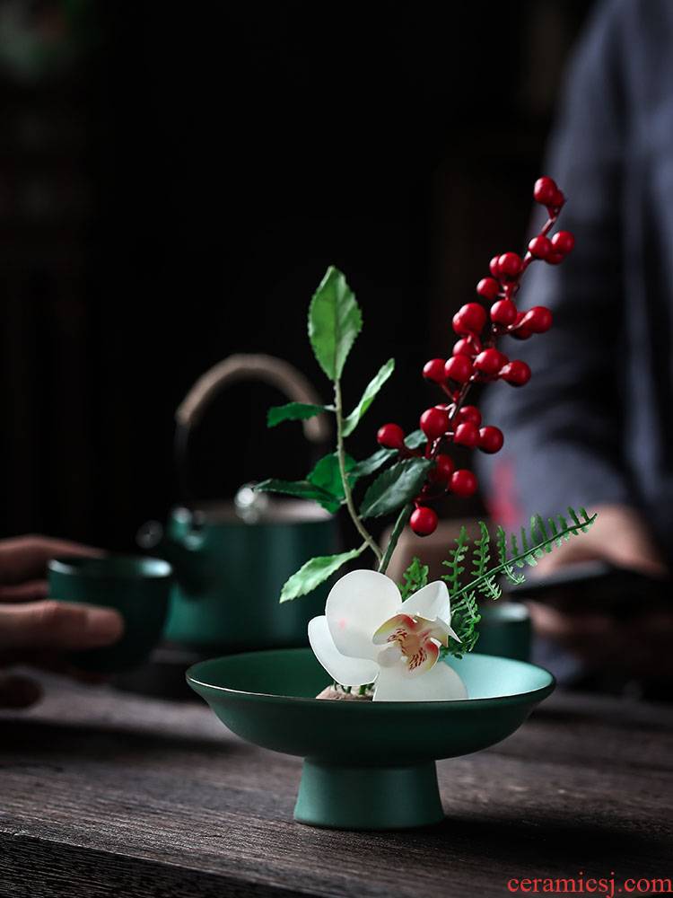 ShangYan vintage Japanese ikebana flower art ceramic flower arrangement base accessories kung fu tea set zero plate of fruit bowl with refreshments
