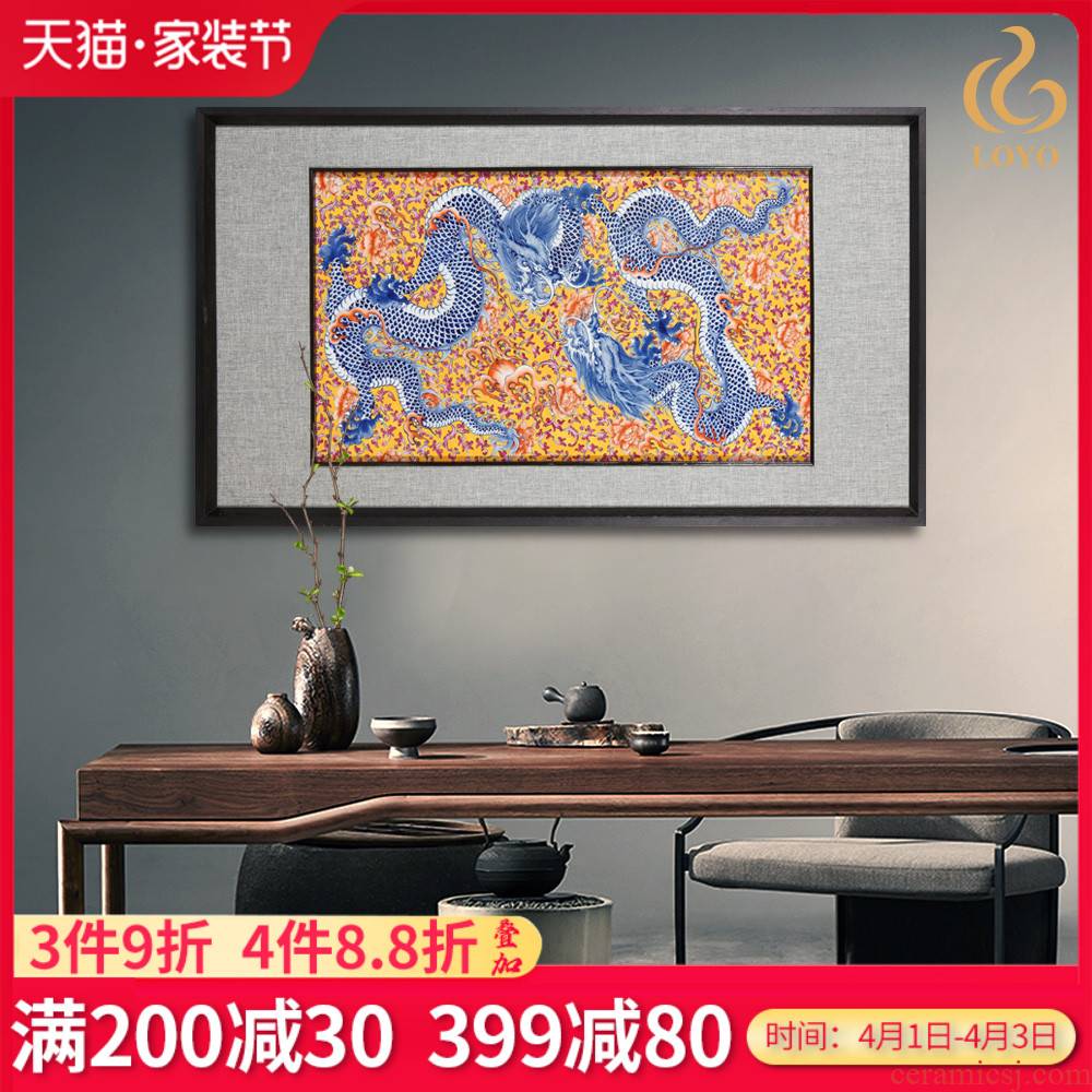 Jingdezhen ceramics hand - made dragon porcelain plate adornment style living room sofa setting wall hangs a picture hotel mural