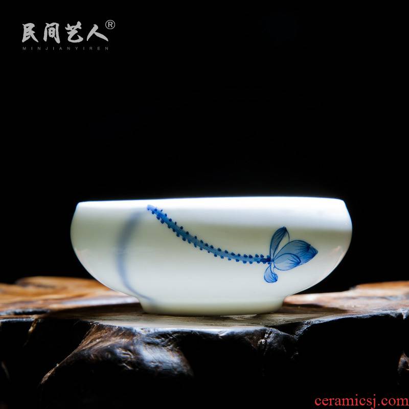 Jingdezhen ceramic checking kung fu tea set single cup sample tea cup of blue and white porcelain bowl with individual CPU master cup package mail