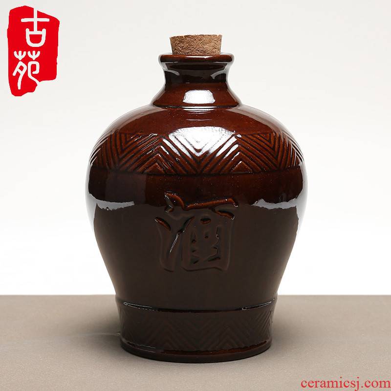 Ancient garden ceramic bottle 5 jins with hip 5 jins of archaize earthenware jar wholesale household classic liquor jugs