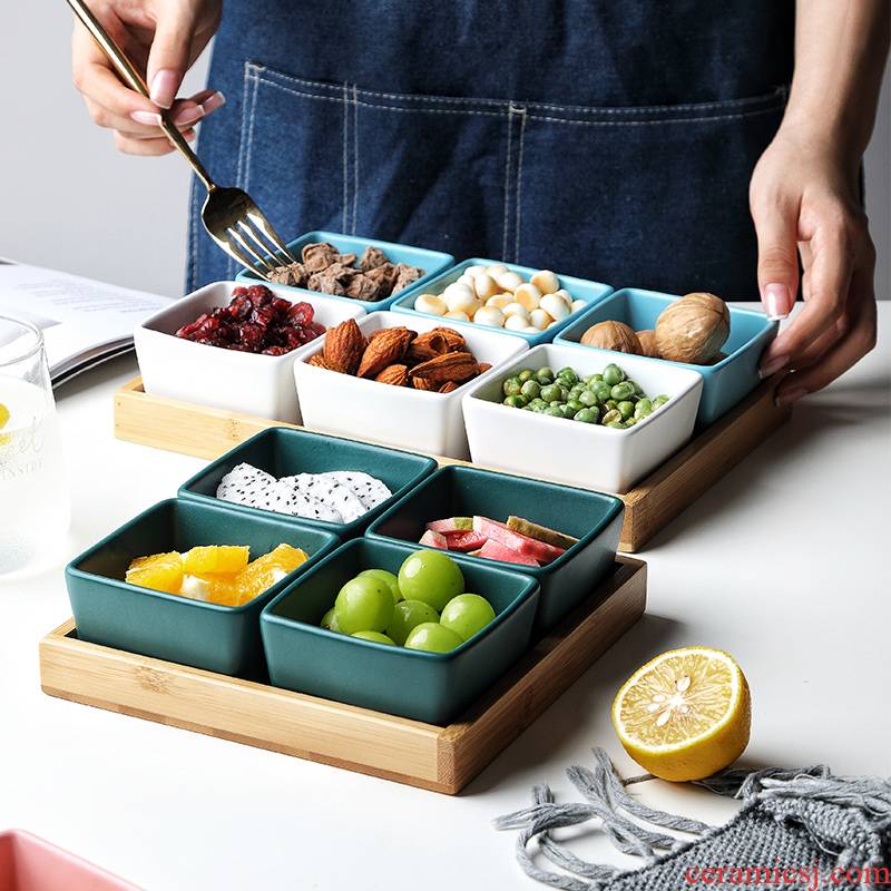 The Nordic ceramic platter of fruit home sitting room space plate combination multicolor snack plate The nut snacks. Dish