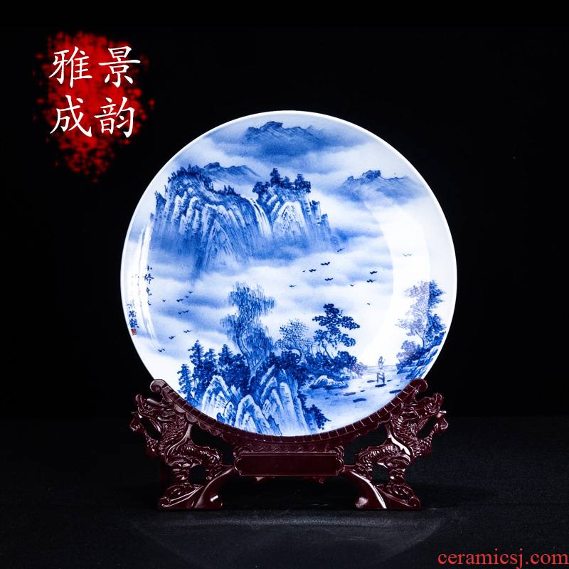The New Chinese blue and white porcelain of jingdezhen ceramics Bridges place to live in the living room a study porcelain porcelain decoration