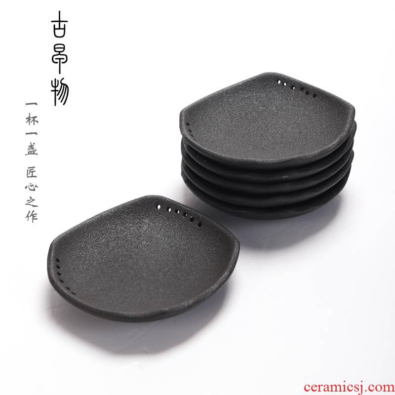 Black pottery cup mat coarse pottery kung fu tea set heat insulation cup mat creative household fittings of pallet ceramic tea cups