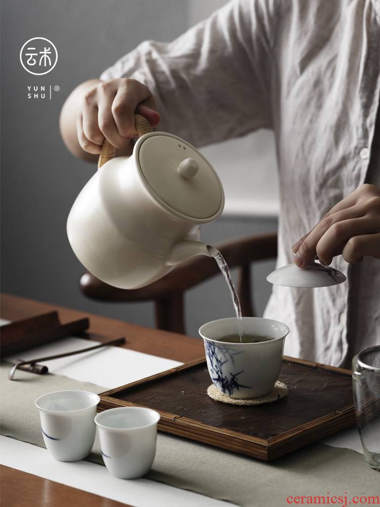 Cloud art of jingdezhen manual soda glaze tea white clay ceramic POTS ceramic teapot household health pot of boiled tea kettle