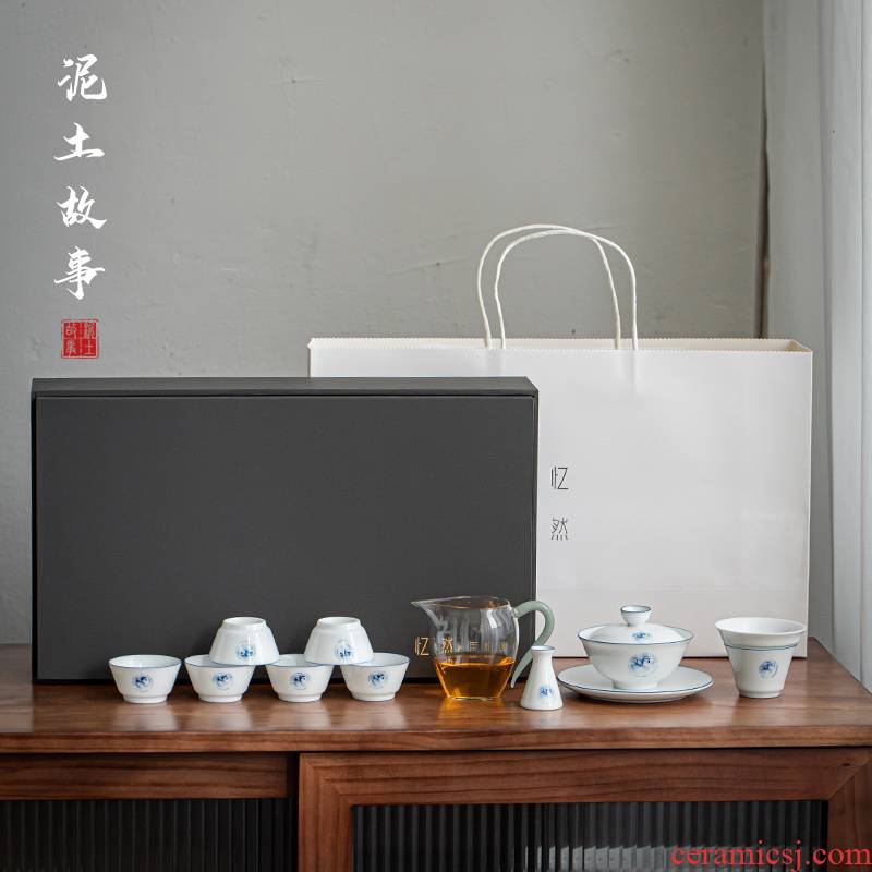 Jingdezhen hand - made orchid sweet white porcelain tureen tea cups suit kung fu tea set suit household contracted a complete set of tea service