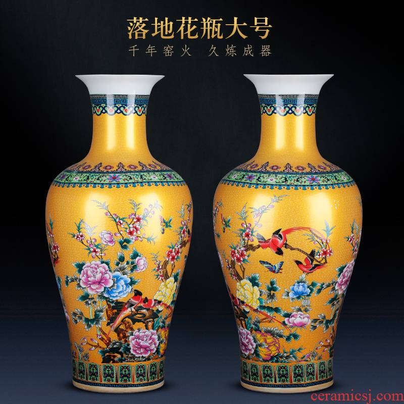 Jingdezhen ceramics of large vase large European colored enamel porcelain flower arrangement sitting room adornment is placed