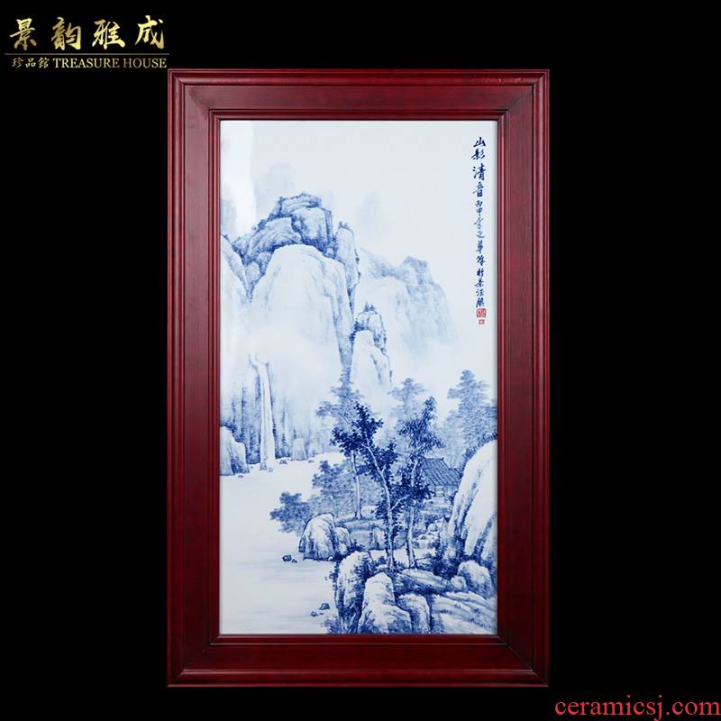 Jingdezhen ceramic new Chinese hand - made hillshade surd sitting room sofa background wall decoration painting porcelain plate