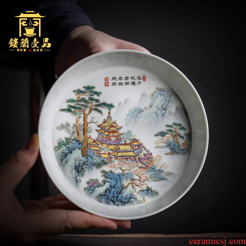 A castle in the jingdezhen ceramics all hand - made pastel decorative plate teapot household tea tea pet accessories furnishing articles
