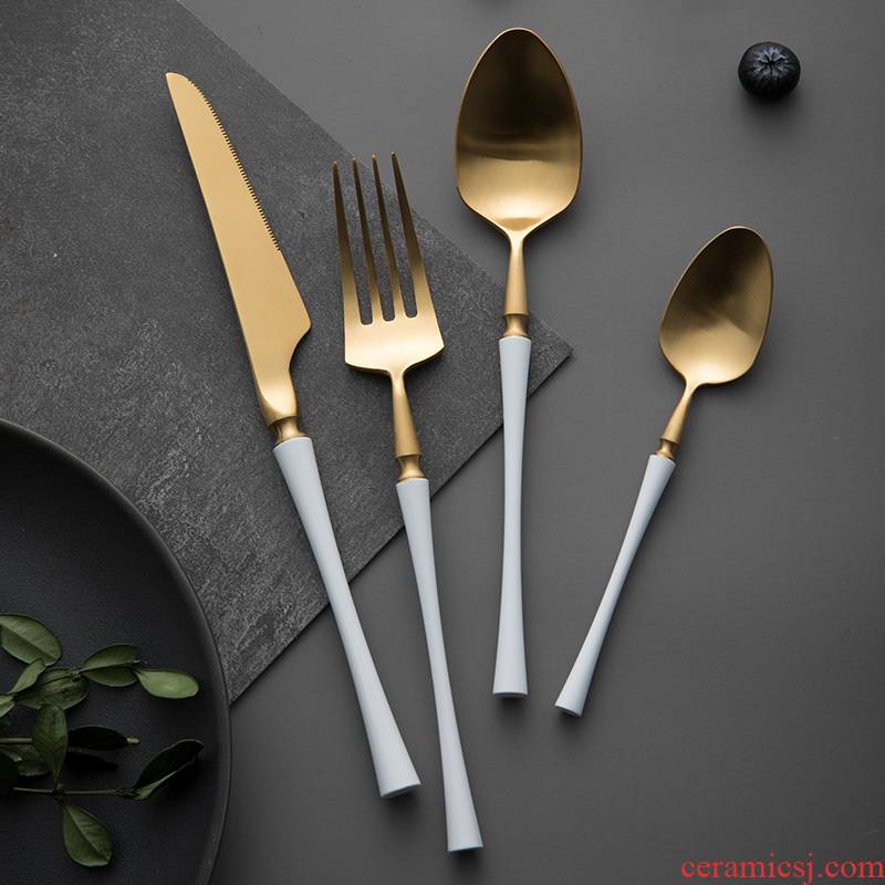 The two - piece TaoDian western knife and fork European household web celebrity tableware a full set of steak knife and fork spoon set