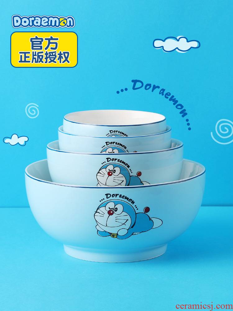 Creative cartoon duo la A dream children Japanese household tableware move ceramic bowl one single food bowl dish