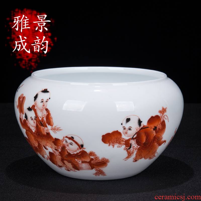 Jingdezhen ceramic I and contracted hand - made baby play figure sitting room rich ancient frame desk writing brush washer from household decorative furnishing articles