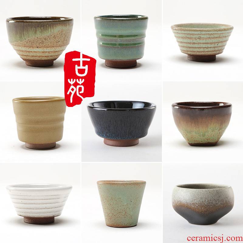 The ancient garden of coarse pottery cups Japanese kung fu tea master single building lamp cup cup of yixing purple sand pottery and porcelain tea cups