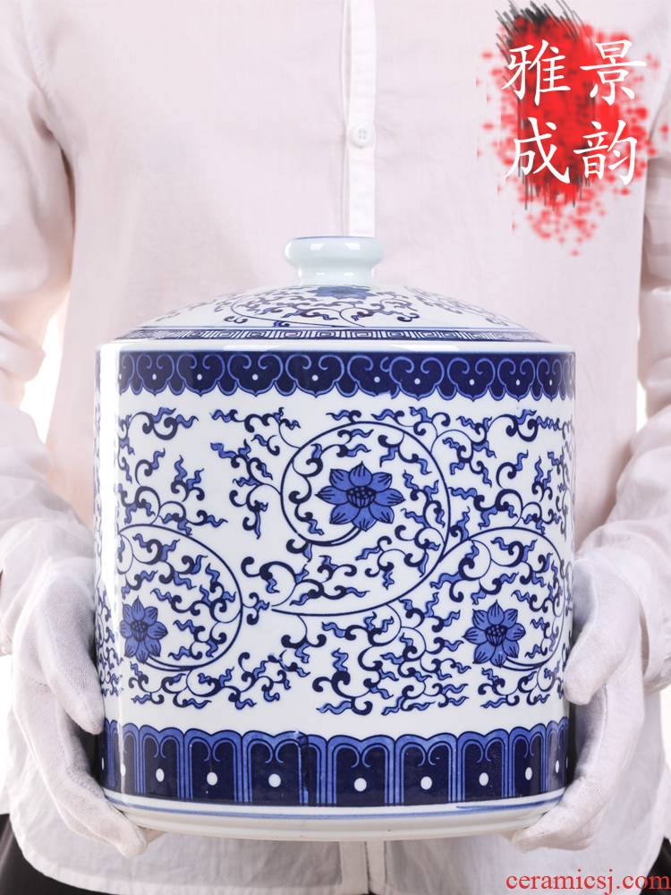 Jingdezhen ceramic POTS sub storage tanks large household adornment storage with cover pot rice caddy fixings is received