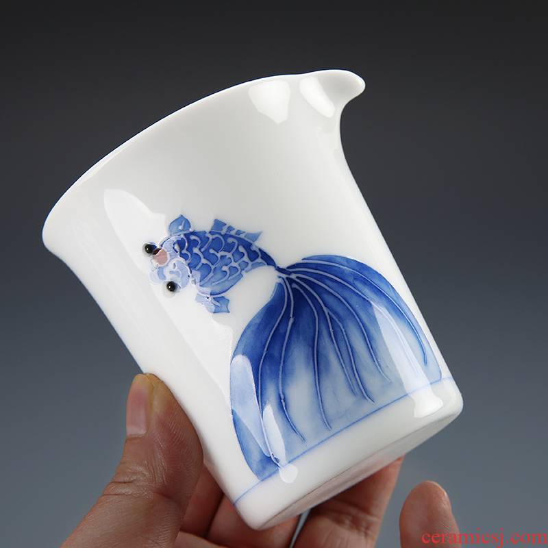 Hand - made ceramic fair keller of tea accessories dehua white porcelain cup) glass suit and a cup of tea is home