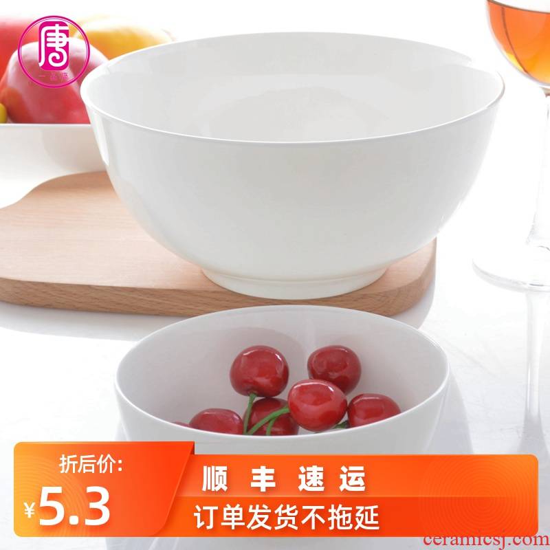 Pure white ipads porcelain bowl rainbow such as bowl soup bowl 4.5 "6" 8 "household ceramic bowl of soup basin of microwave