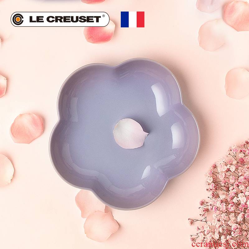 France 's LE CREUSET cool color stoneware flower - like 2 medium plate woolly dessert fruit seeds plate of household