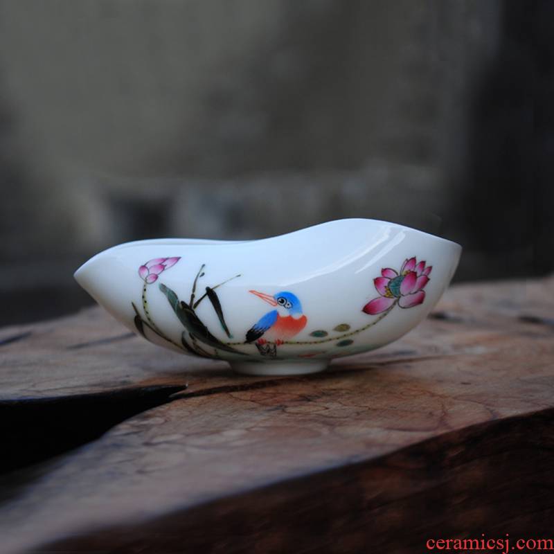 Jingdezhen hand - made pastel kung fu tea tea tea holder accessories ceramic tea spoon, Chinese tea art, tea is pure manual
