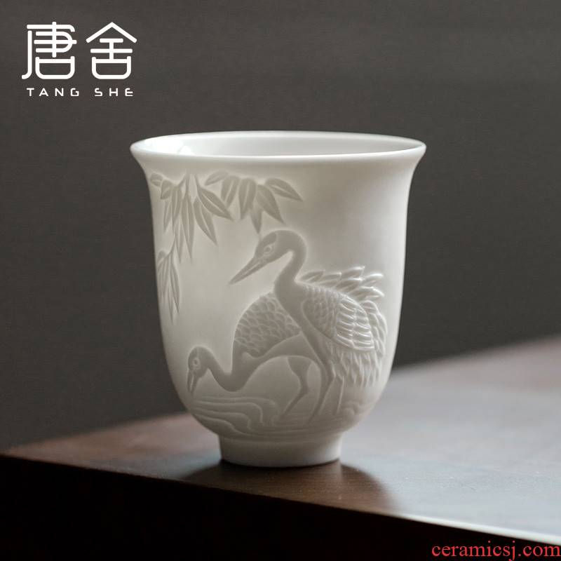 Shed graven images tang dehua suet jade porcelain longfeng cup size master ceramic tea cups phoenix xiangyun single CPU