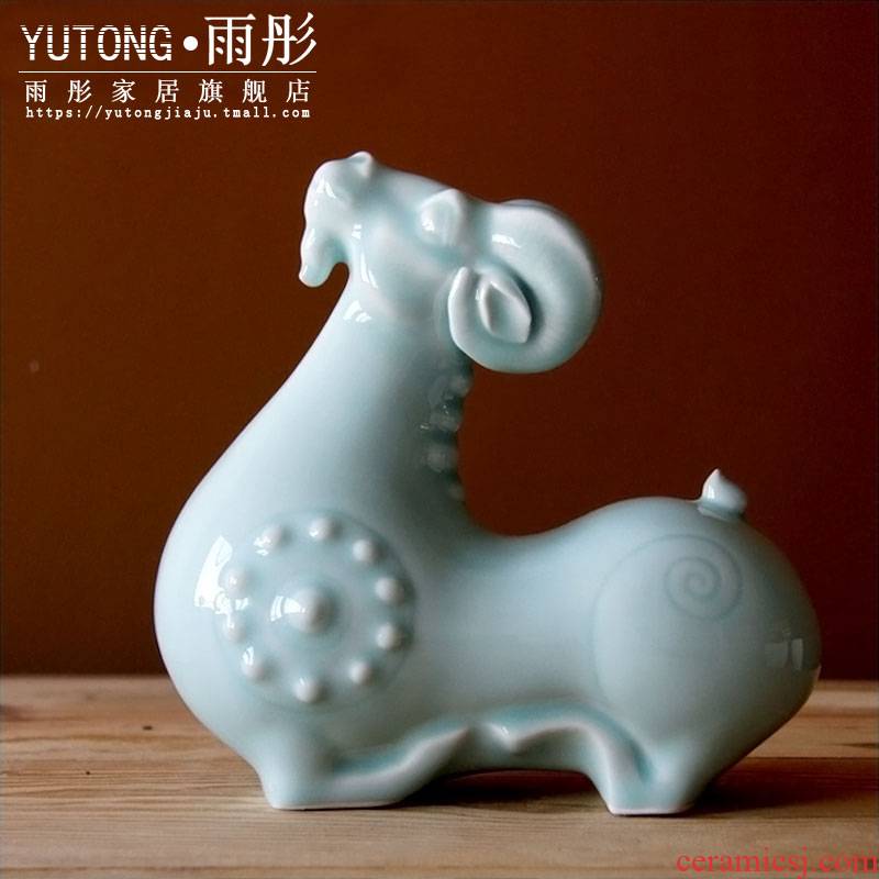 Rain tong home | shadow celadon porcelain manually longevity sheep home home home act the role ofing auspicious place jingdezhen porcelain manually