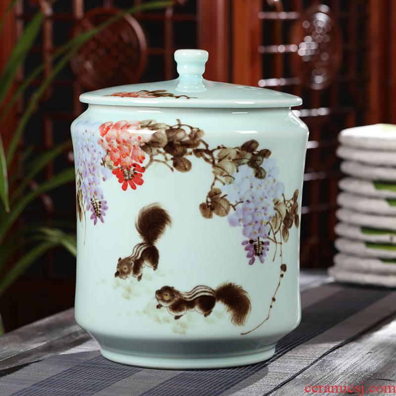 Manual large ceramic tea pot ten loaves pu 'er wake receives detong large loose tea 6 jins the packed tea urn storage POTS