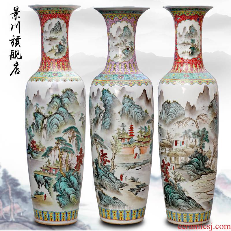 Jingdezhen ceramics pastel landscapes of large vase sitting room of Chinese style household act the role ofing is tasted furnishing articles in the hotel lobby