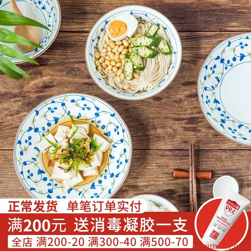 Jian Lin, a suit of household 6 people eat day type style good - & tableware ceramic bowl spoon, plate dishes ivy leaves