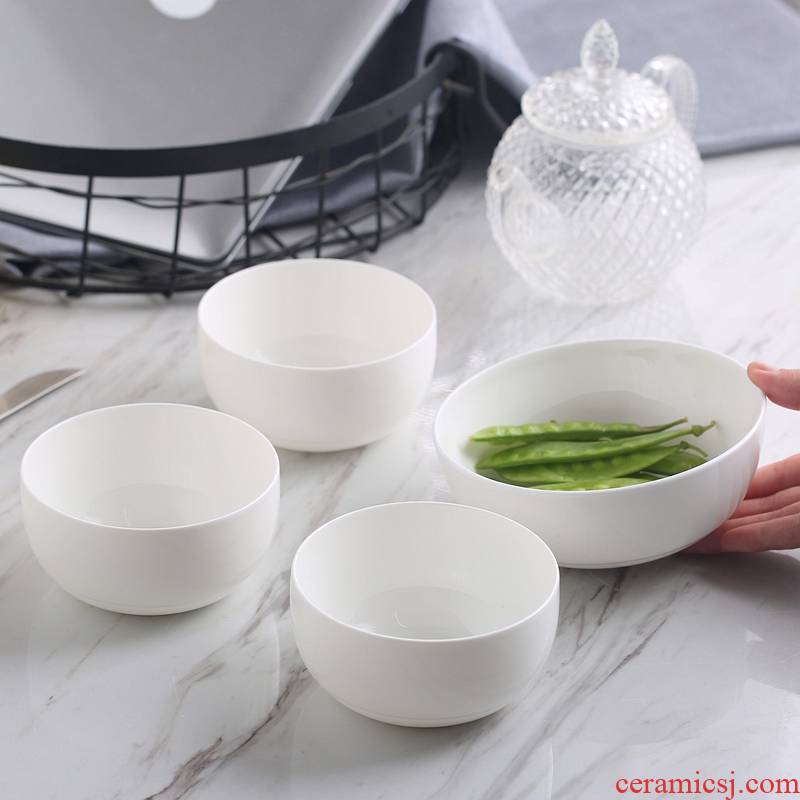 Tangshan pure white ipads bowls a single job home Korean porringer eat rainbow such use ceramic bowl of salad bowl mercifully rainbow such use