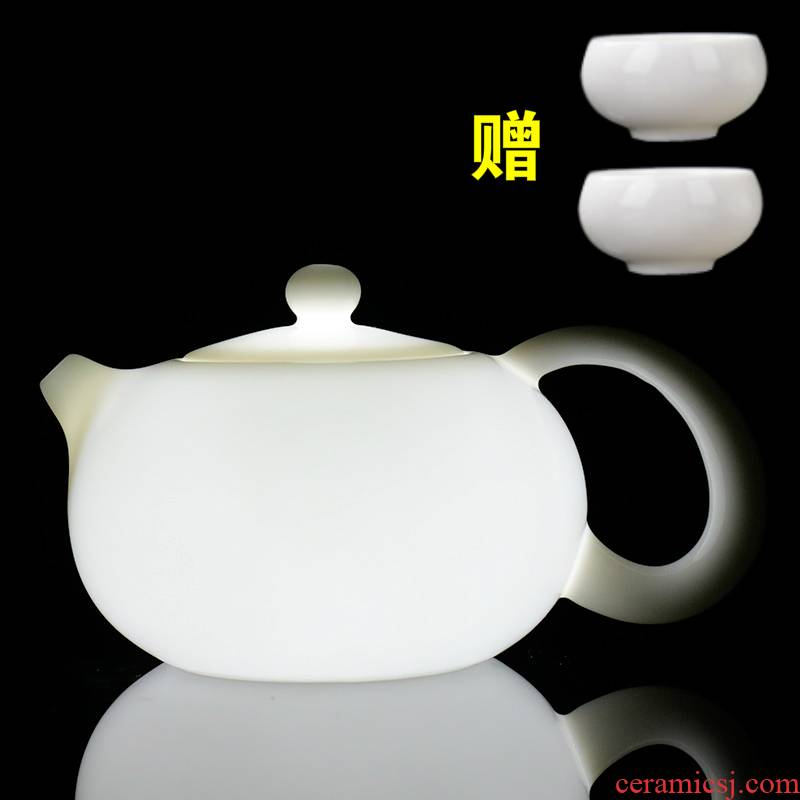 Ya xin company don white porcelain teapot xi shi pot manual single pot home suet jade porcelain teapot kung fu tea set