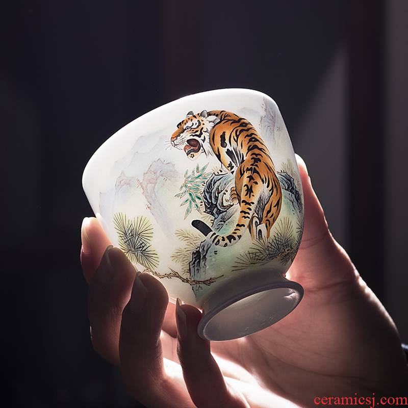 Jingdezhen ceramic hand - made glory wanli roars master cup sample tea cup individual cup kung fu tea cups