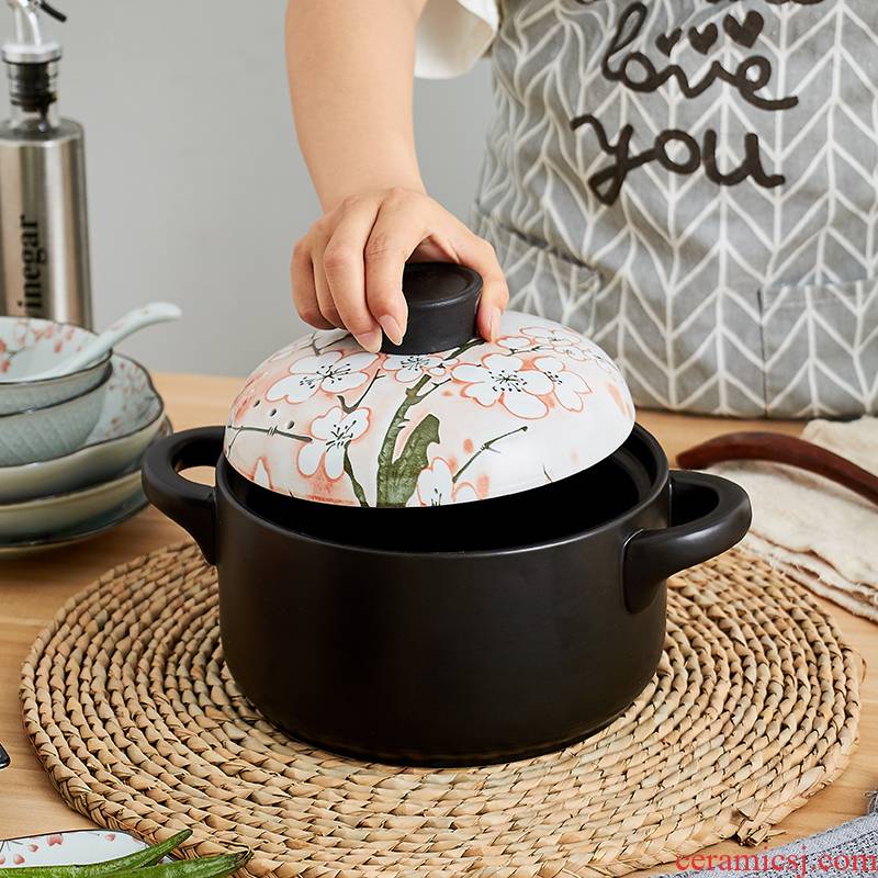 Japanese cherry blossom put express casserole domestic high temperature resistant ceramic soup pot regimen soup flame gas sand pot stew
