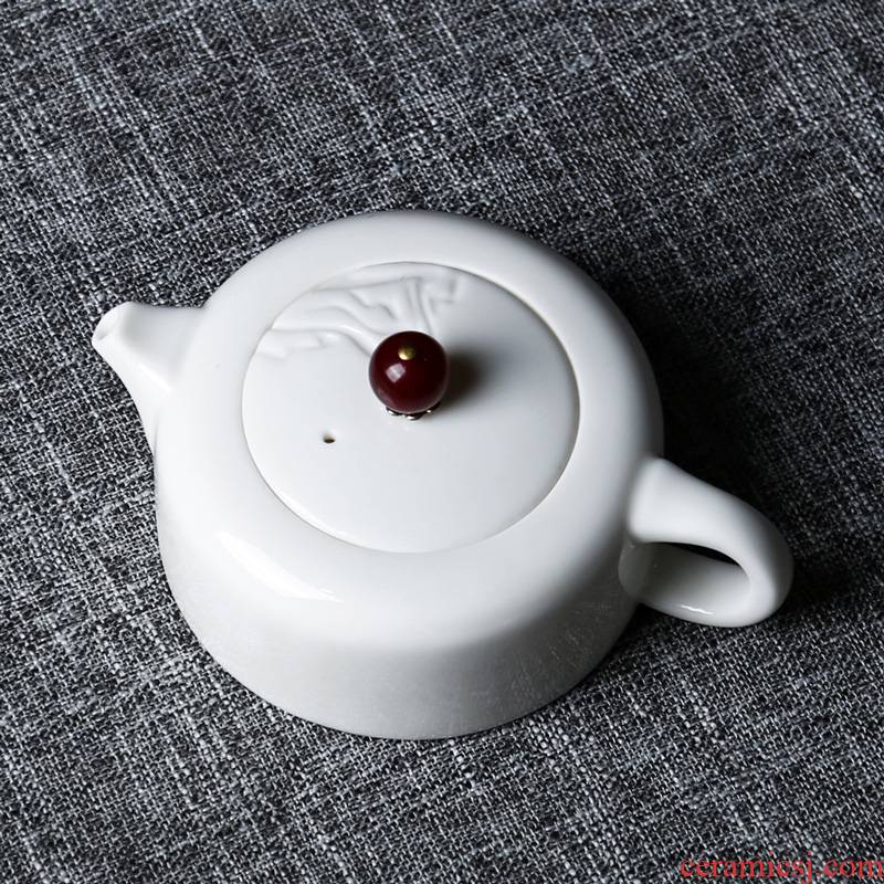 Suet jade porcelain teapot kung fu tea set household single pot of white porcelain tea set ceramic household contracted tea teapot teacup