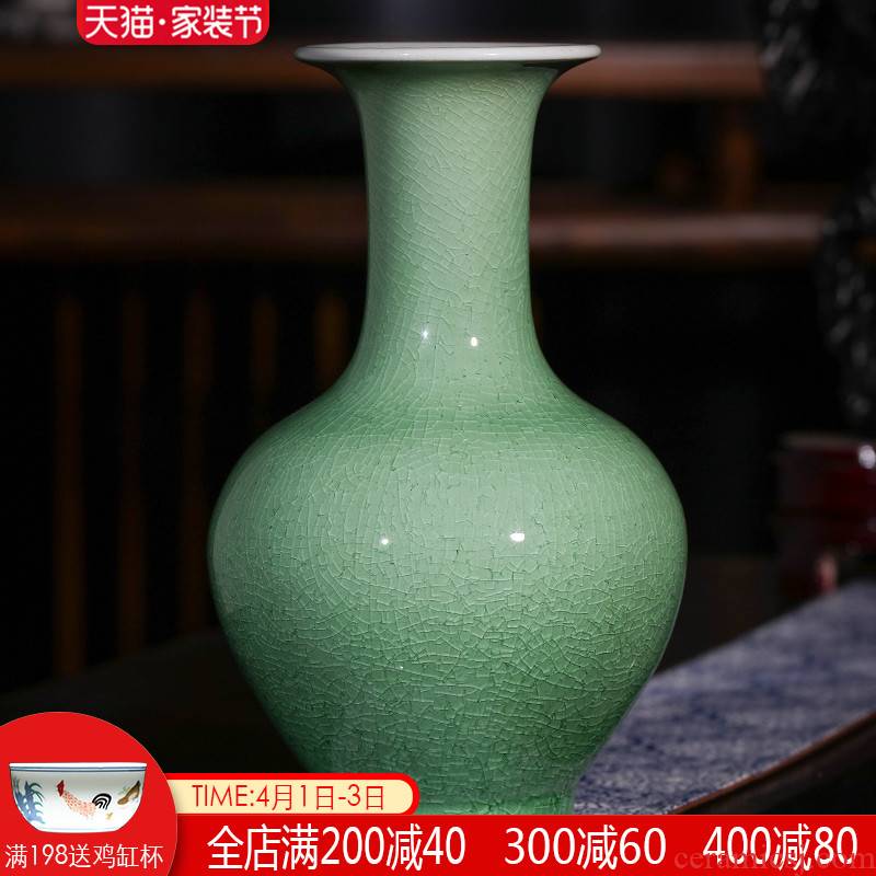 Jingdezhen ceramics craft creative crack glaze antique vases, flower arranging new Chinese style porch sitting room adornment is placed