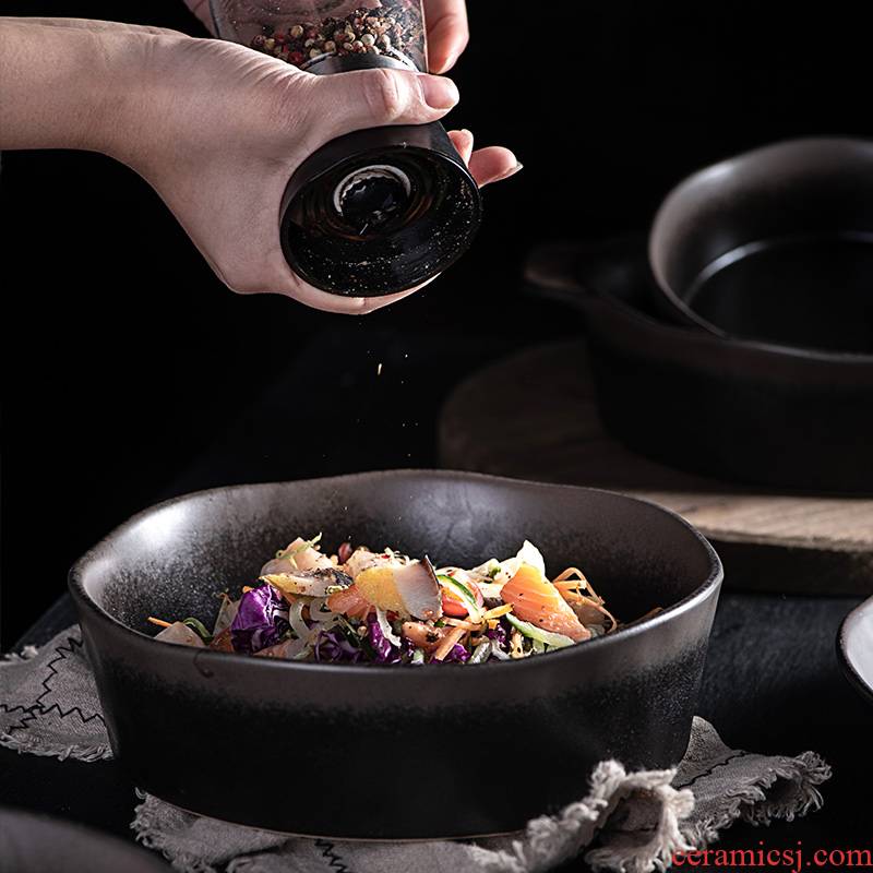 Creative Japanese ceramics tableware household food bowl large bowl of soup dish dish dish fruit salad dish deep dish