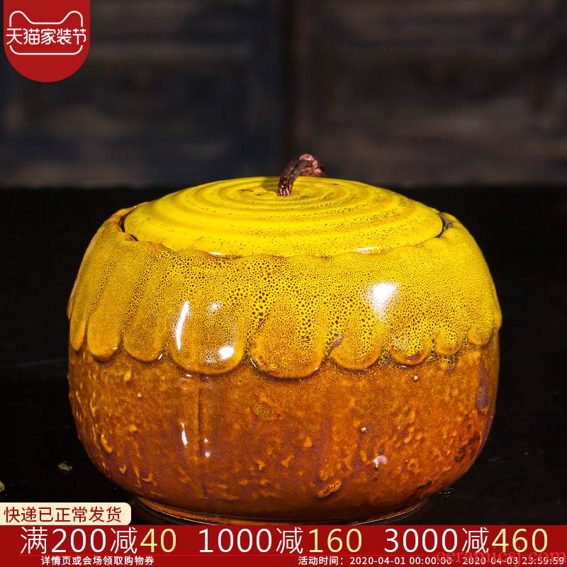 Jingdezhen ceramic color glaze sealing caddy fixings household storage jar puer tea with half a catty large promotion