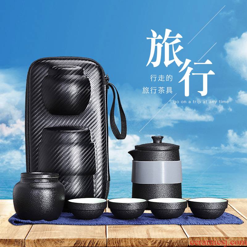 Travel tea set suit portable package ceramic crack a pot of two cups of is suing kung fu fourth single custom logo