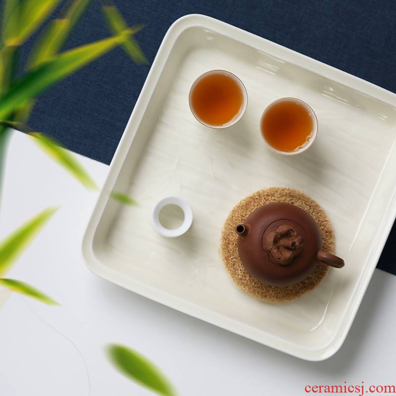 Four square plate "the wind" bamboo tea tray tray was jingdezhen high temperature ceramic tea set