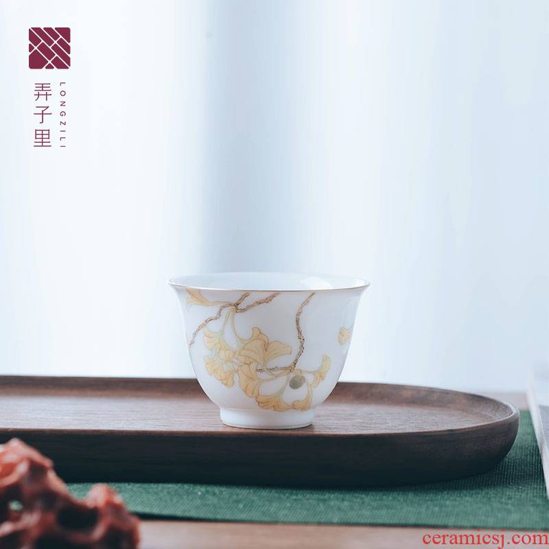 Make in jingdezhen ceramic cup to ultimately responds water cups suit small teacups hand - made ginkgo designer tea set