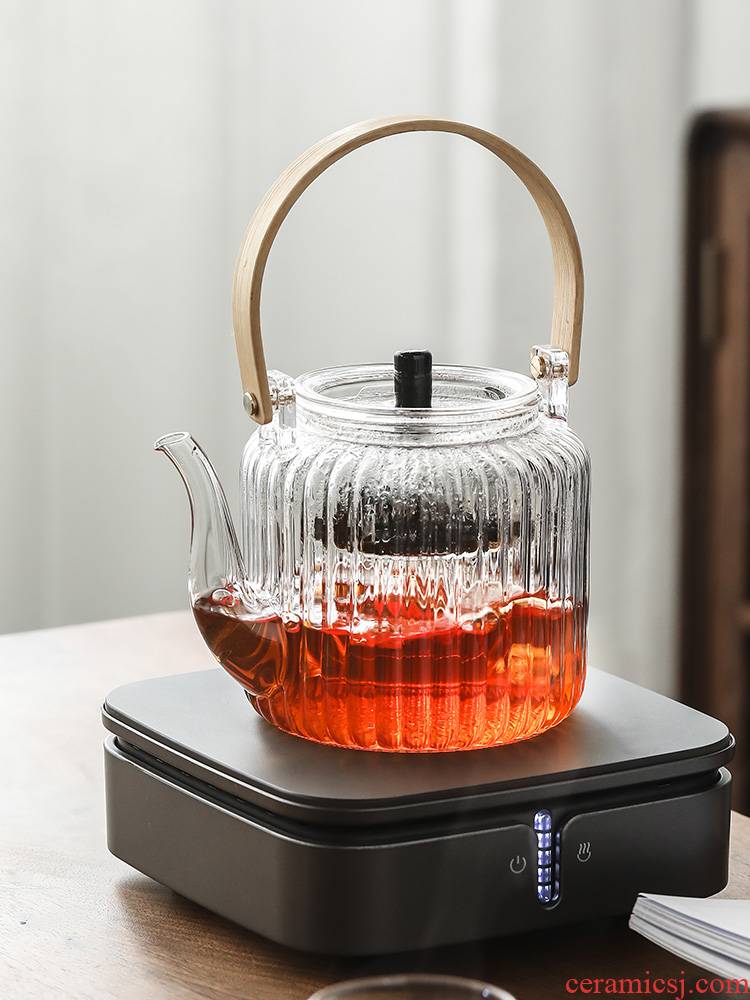 The teapot heat - resistant glass teapot The gentleman, The electric TaoLu cooking pot flower pot pot of tea kettle boil tea steamer