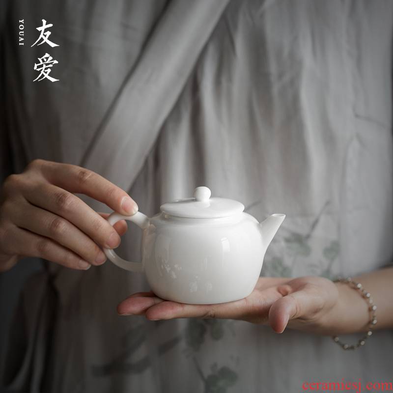 Love and high white porcelain teapot kung fu tea set with the filter with the porcelain household hand suet jade small tea tea filter points