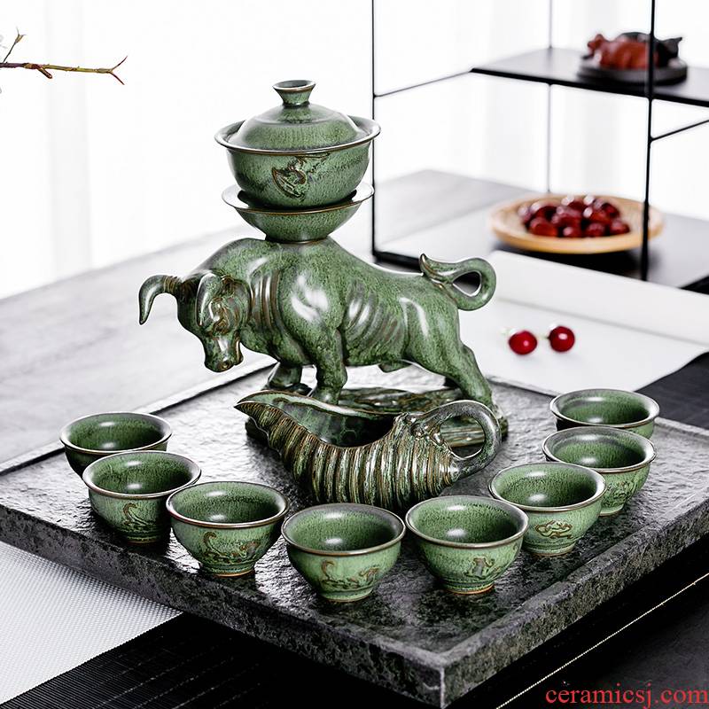 A friend is A complete set of ceramic kung fu tea set automatic tea modern household utensils teapot tea gift set tea service