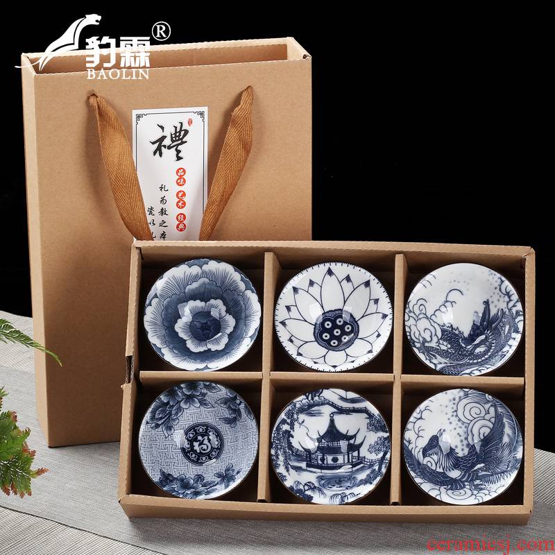 Leopard lam, 10 hat to restoring ancient ways of Japanese master kung fu tea cups ceramics cup single tea light blue and white porcelain sample tea cup