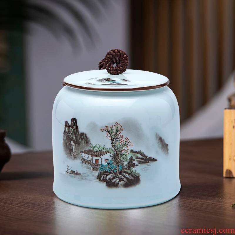Jingdezhen ceramics powder enamel caddy fixings puer tea pot with cover seal storage tanks tea boxes, tea sets