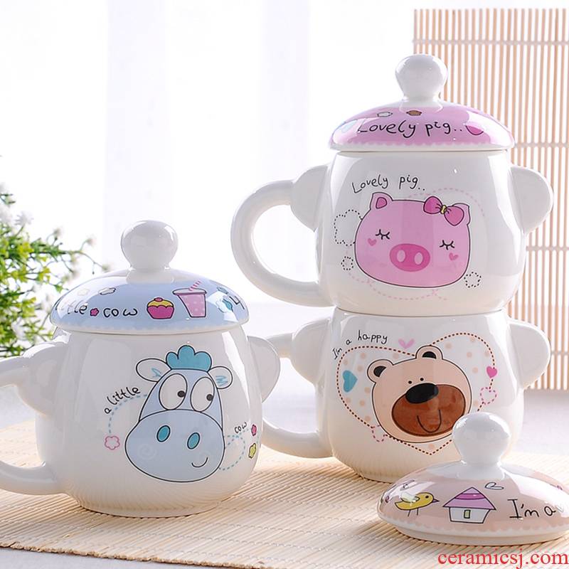 Lovely keller ceramic keller cup coffee cup milk cup with cover cup one creative trend han edition
